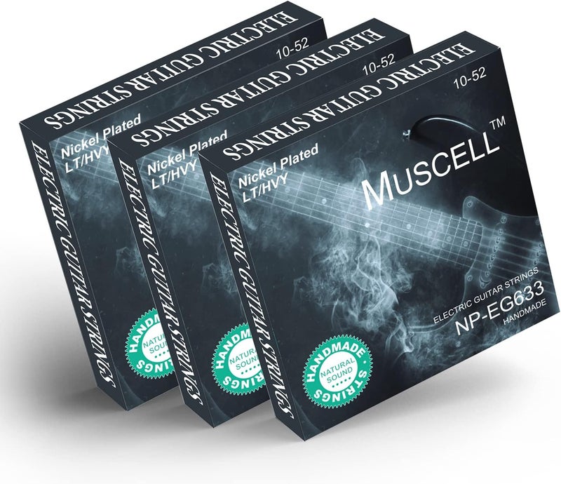MUSCELL Electric Guitar Strings Handmade Nickel Plated Hex Steel Colorful Ball End-3 Packs-6 String-Light Heavy 10-52 - Image 1
